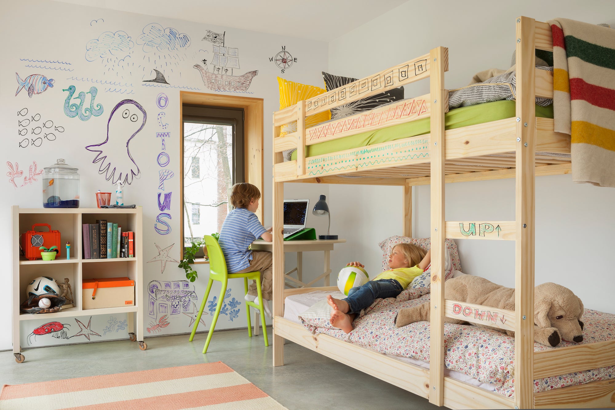 IdeaPaint CREATE White dry erase paint (whiteboard paint) installed in a kid's bedroom