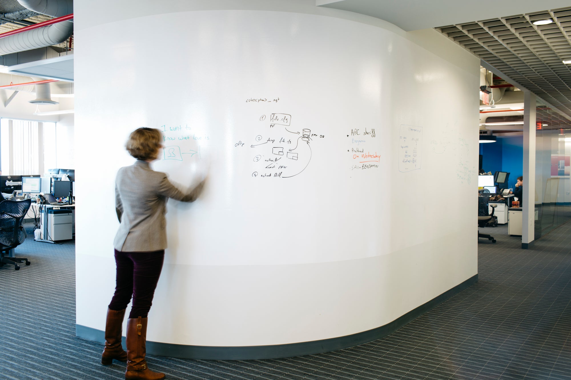Write Dry Erase Wallcovering Roll - IdeaPaint US in use at an office