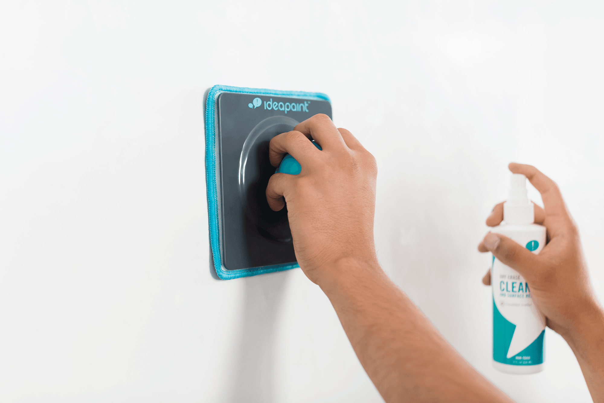 Sweep Wand - IdeaPaint US in use without handle while using cleaning spray